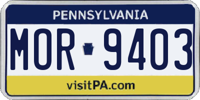 PA license plate MOR9403