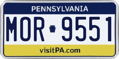 PA license plate MOR9551