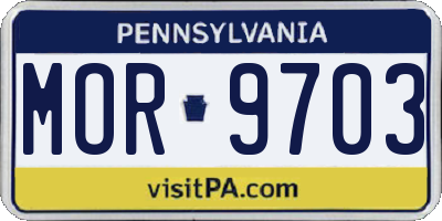 PA license plate MOR9703