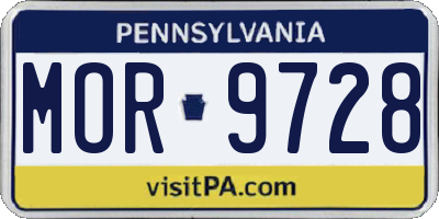 PA license plate MOR9728