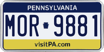 PA license plate MOR9881