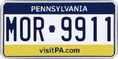 PA license plate MOR9911