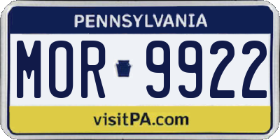 PA license plate MOR9922