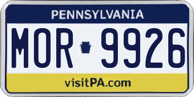 PA license plate MOR9926