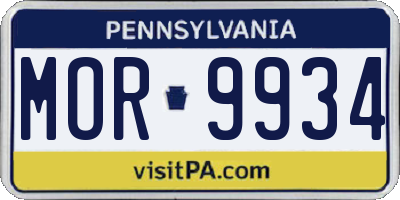 PA license plate MOR9934