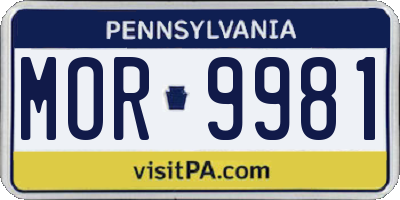 PA license plate MOR9981