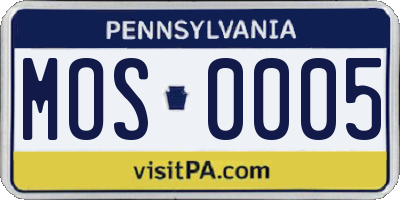 PA license plate MOS0005