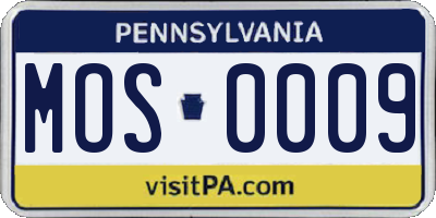 PA license plate MOS0009