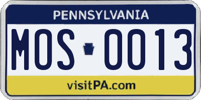 PA license plate MOS0013