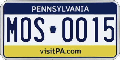 PA license plate MOS0015