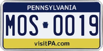 PA license plate MOS0019