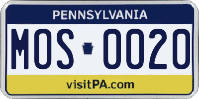 PA license plate MOS0020