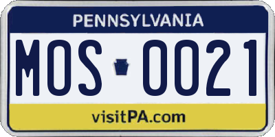 PA license plate MOS0021