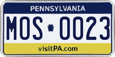 PA license plate MOS0023
