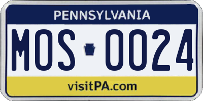 PA license plate MOS0024