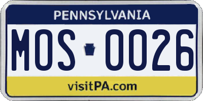 PA license plate MOS0026