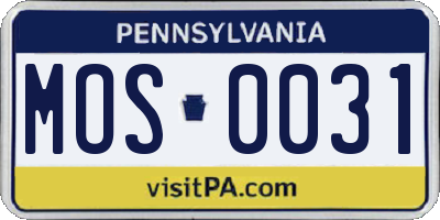 PA license plate MOS0031
