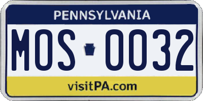 PA license plate MOS0032