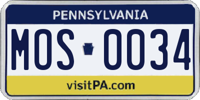 PA license plate MOS0034