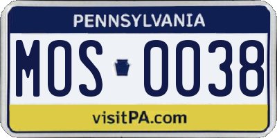 PA license plate MOS0038