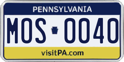 PA license plate MOS0040