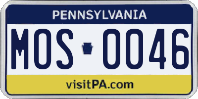 PA license plate MOS0046