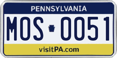 PA license plate MOS0051