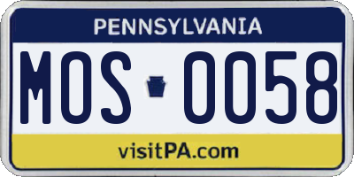 PA license plate MOS0058