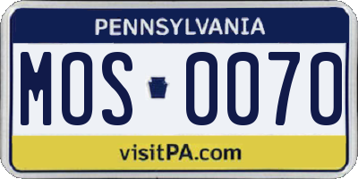 PA license plate MOS0070