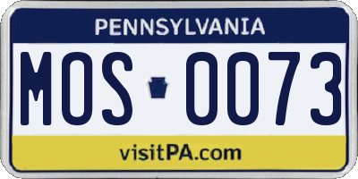 PA license plate MOS0073