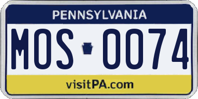 PA license plate MOS0074