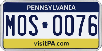PA license plate MOS0076