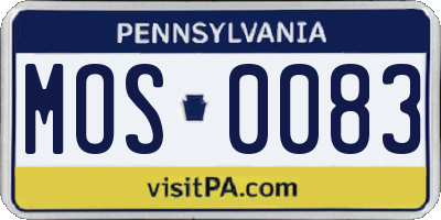 PA license plate MOS0083