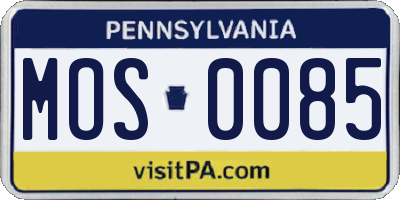 PA license plate MOS0085