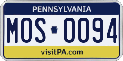 PA license plate MOS0094
