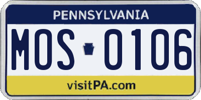 PA license plate MOS0106