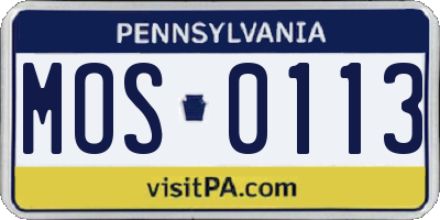 PA license plate MOS0113