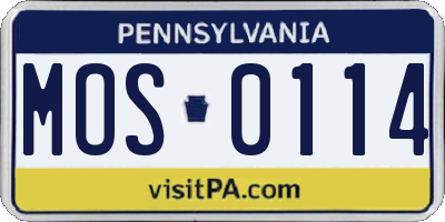 PA license plate MOS0114