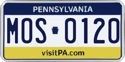 PA license plate MOS0120