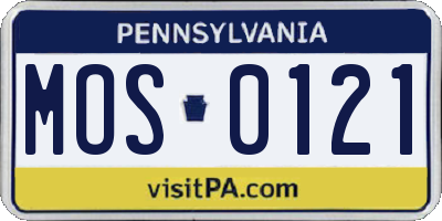 PA license plate MOS0121