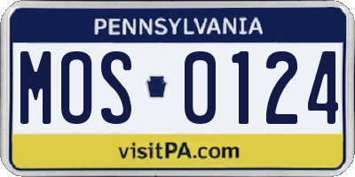 PA license plate MOS0124