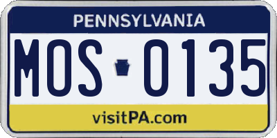 PA license plate MOS0135