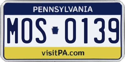 PA license plate MOS0139