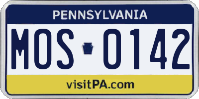 PA license plate MOS0142