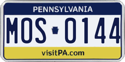 PA license plate MOS0144