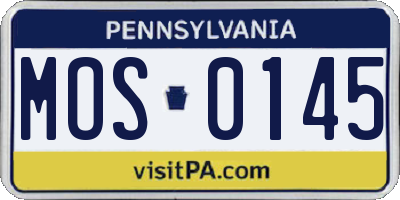 PA license plate MOS0145
