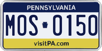 PA license plate MOS0150
