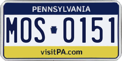 PA license plate MOS0151