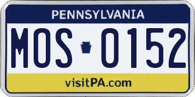 PA license plate MOS0152