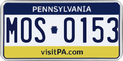 PA license plate MOS0153